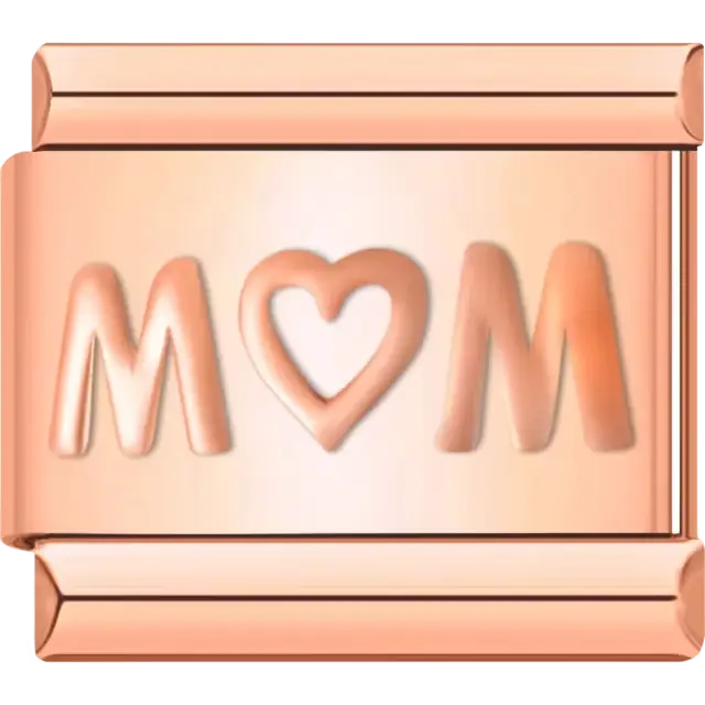 Heart design with "M♥M" text Italian charm bracelet link