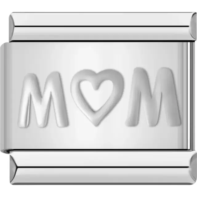 Heart design with "M♥M" text Italian charm bracelet link