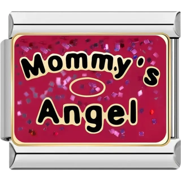 Pink charm with “Mommy’s Angel” text Italian charm bracelet link