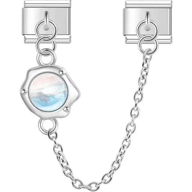 Chain with round moonstone centerpiece Italian charm bracelet link