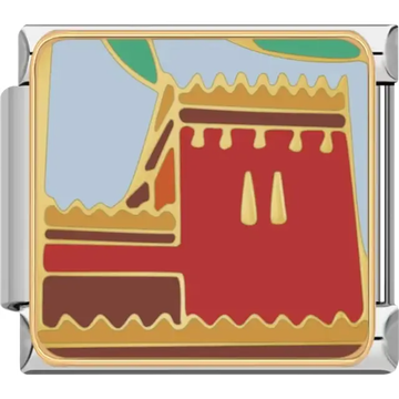 Red Moroccan-style fortress with gold&nbsp;and brown accents under a light blue sky Italian charm bracelet link