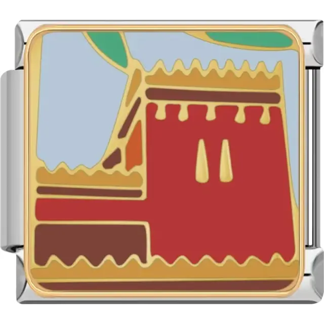 Red Moroccan-style fortress with gold&nbsp;and brown accents under a light blue sky Italian charm bracelet link