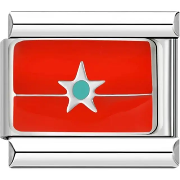 Moroccan flag Italian charm bracelet link