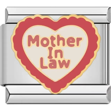 Heart design with "Mother In Law" text Italian charm bracelet link