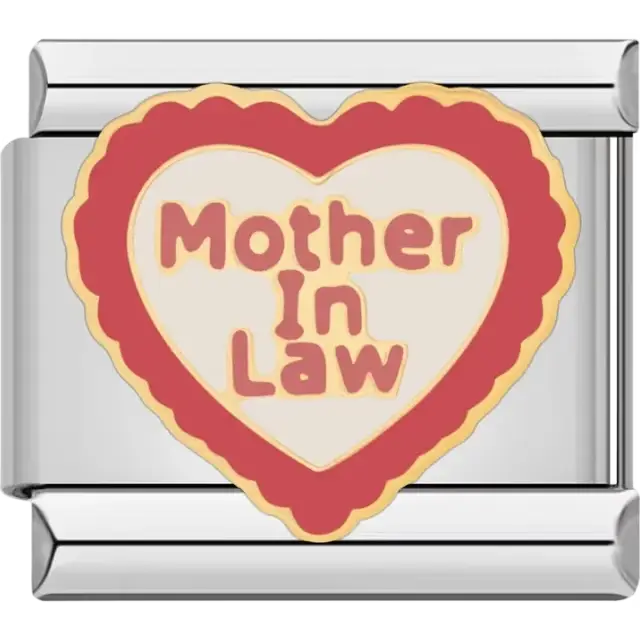 Heart design with "Mother In Law" text Italian charm bracelet link