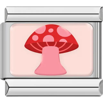 Red and pink mushroom Italian charm bracelet link
