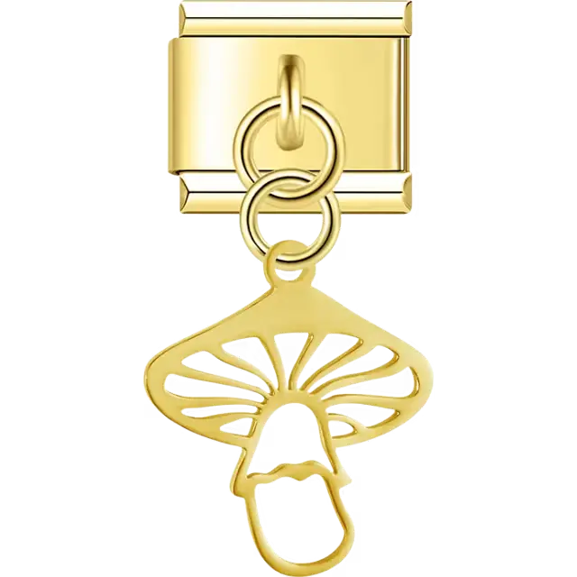Mushroom cutout design dangle Italian charm bracelet link