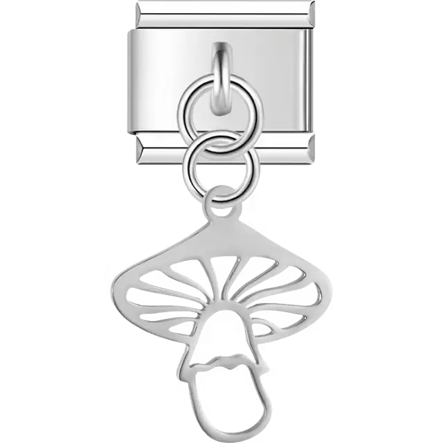 Mushroom cutout design dangle Italian charm bracelet link