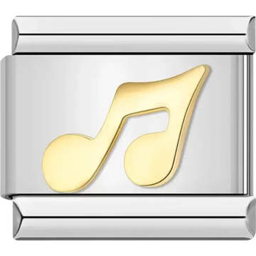 Gold-tone music note design with double note Italian charm bracelet link