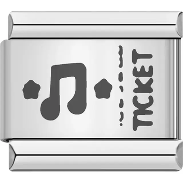 Music note with ticket design and dotted details Italian charm bracelet link