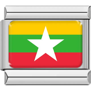 Myanmar flag Italian charm bracelet link