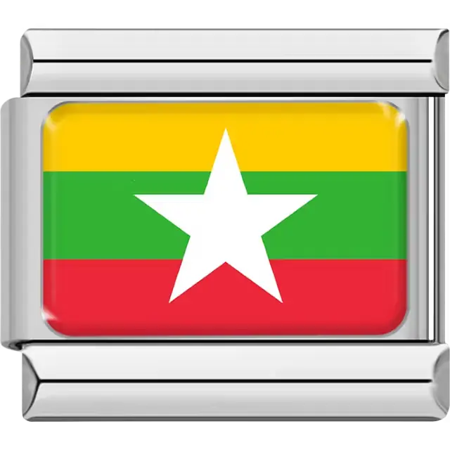 Myanmar flag Italian charm bracelet link