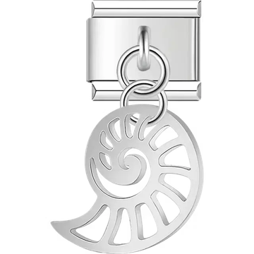 Nautilus shell cutout disc dangle Italian charm bracelet link