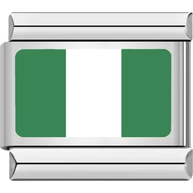 Nigerian flag Italian charm bracelet link