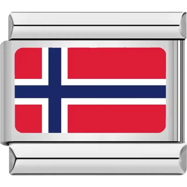 Norwegian flag Italian charm bracelet link