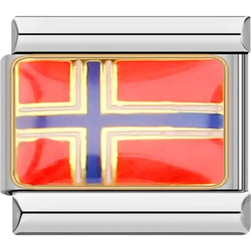 Norwegian flag Italian charm bracelet link