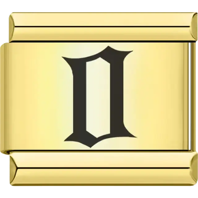 Gothic-style number "0" Italian charm bracelet link