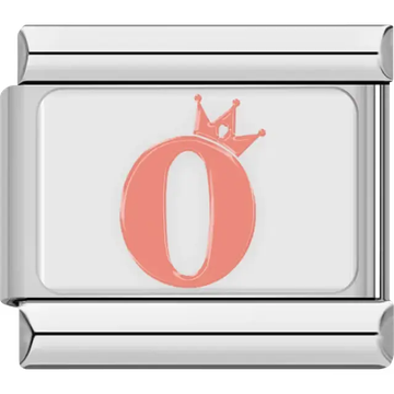 Pink number "0" crown Italian charm bracelet link