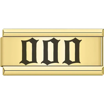 Black "000" in gothic font Italian charm bracelet link