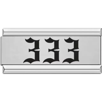 Black "333" in gothic font Italian charm bracelet link