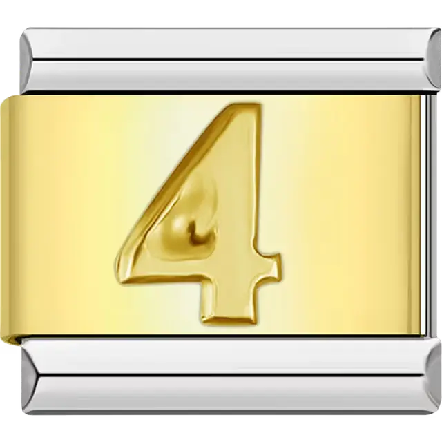 Number "4" Italian charm bracelet link