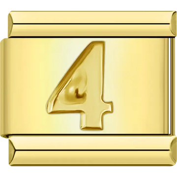 Number "4" Italian charm bracelet link