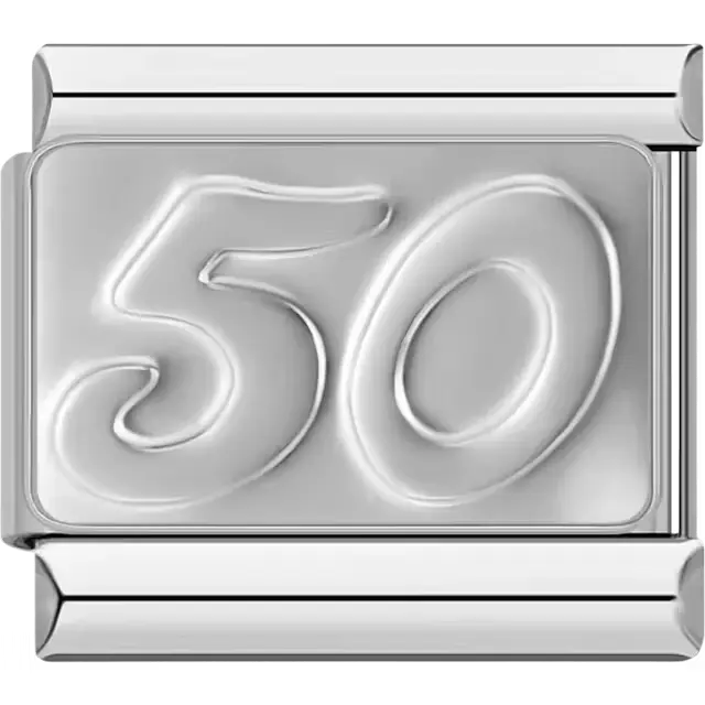 Number "50" Italian charm bracelet link