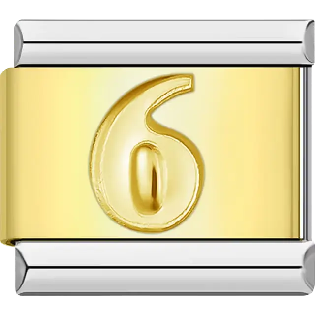 Number "6" Italian charm bracelet link