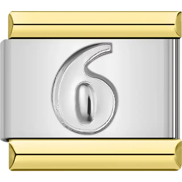 Number "6" Italian charm bracelet link