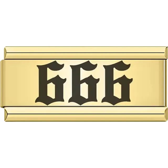 Black "666" in gothic font Italian charm bracelet link