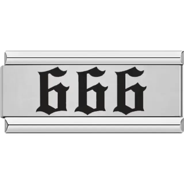 Black "666" in gothic font Italian charm bracelet link