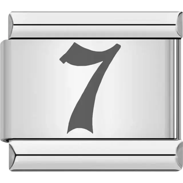 Gothic-style number "7" Italian charm bracelet link