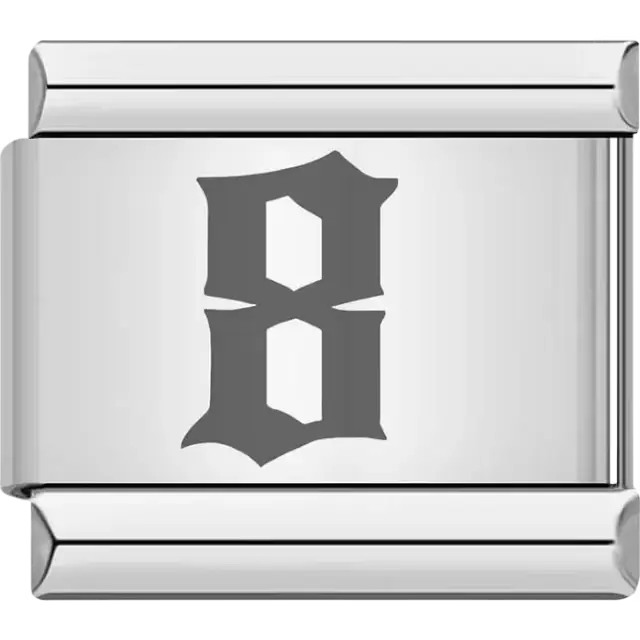 Gothic-style number "8" Italian charm bracelet link
