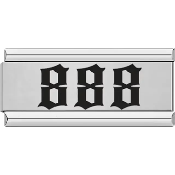 Black "888" in gothic font Italian charm bracelet link