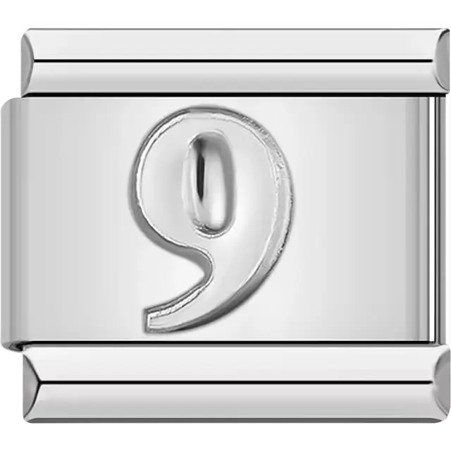 Number "9" Italian charm bracelet link
