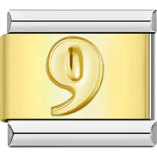 Number "9" Italian charm bracelet link