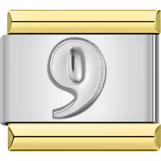 Number "9" Italian charm bracelet link