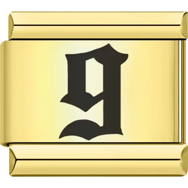 Gothic-style number "9" Italian charm bracelet link