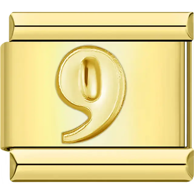 Number "9" Italian charm bracelet link