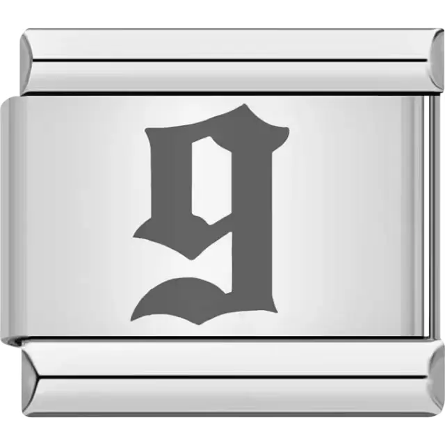 Gothic-style number "9" Italian charm bracelet link