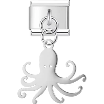 Octopus cutout design dangling Italian charm bracelet link