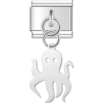 Octopus cutout design dangling Italian charm bracelet link