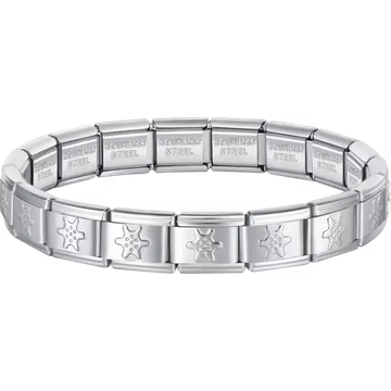 Old boat helm charms composing stainless steel Italian bracelet