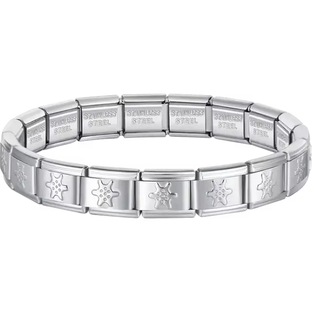 Old boat helm charms composing stainless steel Italian bracelet