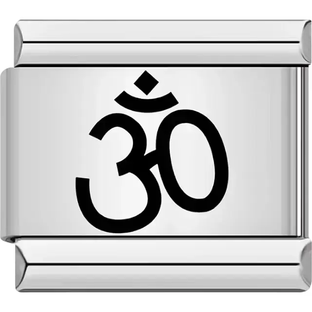 Black Om/Aum Sanskrit symbol Italian charm bracelet link