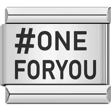 "#ONE FORYOU" text Italian charm bracelet link