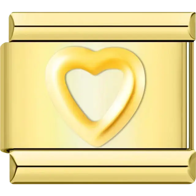 Open heart Italian charm bracelet link