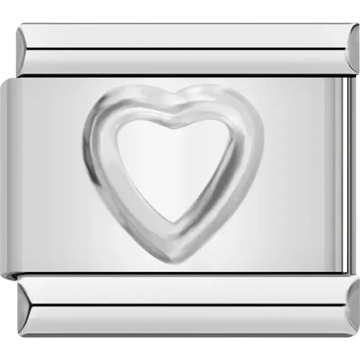 Open heart Italian charm bracelet link