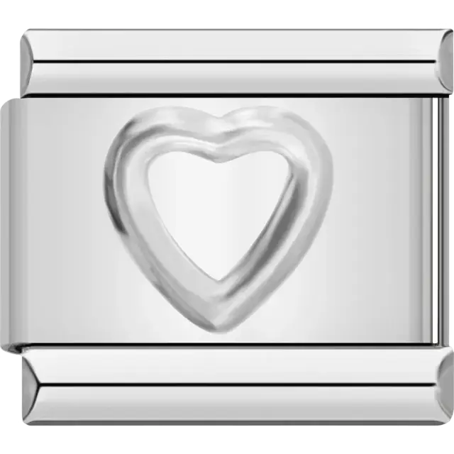Open heart Italian charm bracelet link