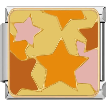 Orange and pink stars Italian charm bracelet link